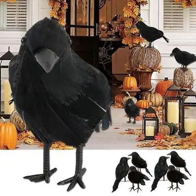 Halloween Crow Decor Realistic Handmade Black Feathered Crow 2022 • £1.53