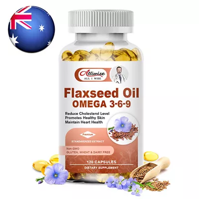 Omega 3-6-9 Flaxseed Oil Promotes Healthy Skin & Maintain Heart Health Softgels • $21.96