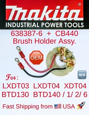 MAKITA 638387-6 OEM Brush Holder Assy. W/CB440 C/Brushes For LXDT03 XDT04 BTD140 • $28.95