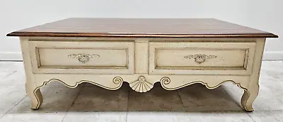 Ethan Allen French Country Coffee Table Storage Chest Distressed Painted • $899.10