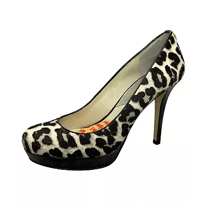 Michael Micael Kors Leather Calf Hair Cheetah Pump Black Platform Women's Sz 7 M • $26