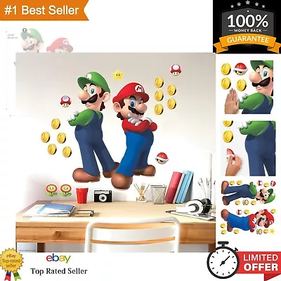 Super Mario Brothers Peel And Stick Wall Decals - Red Green Yellow - 19 Pieces • $41.99