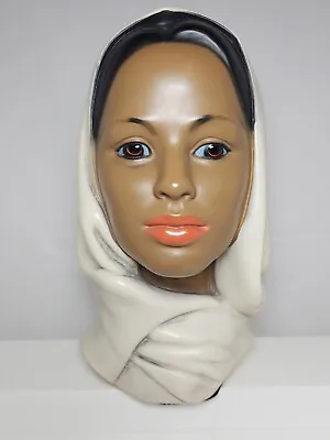 Vtg MCM MARWAL Chalkware Bust Middle Eastern Woman India Headscarf Hijab 10.5  H • $29.25