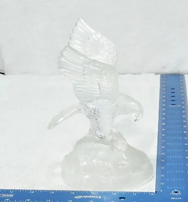 Cristal D'Arques Crystal Clear Art Glass Eagle Statue Frosted Base • $26.99