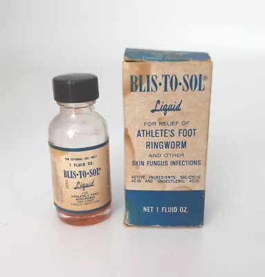 Vintage Medicine Bottle And Box Blis To Sol Liquid Athlete's Foot Ringworm  • $4.99