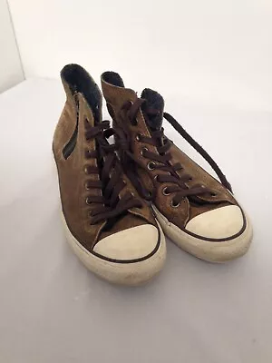 Ladies Converse Brown All Stars Tan Fur Lined Suede Leather High Top(H12) • £12.99