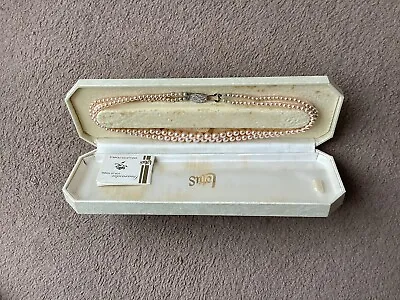 Vintage Two Strand Imitation Pearl Necklace In Lotus Box • £15.99