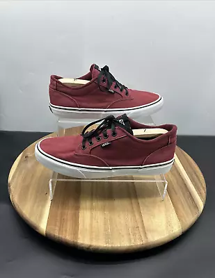 VANS Atwood Canvas Men Trainers Sneaker UK Size 9 Burgundy Low Top Lace Up Shoes • £26.99