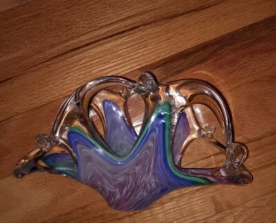 1950 Murano Lavorazione Art Glass Napkin Holder-Hand Blown Glass Multicolored... • $35