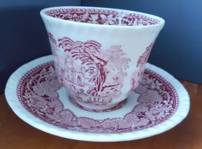 Masons Vista Pink  Ironstone Cup & Saucer 3 Avail • £7