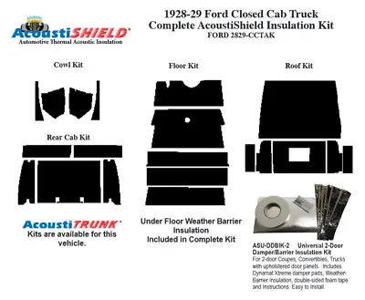 1928 1929 Ford Model A Closed Cab Truck Complete Acoustic Insulation Kit • $522.10