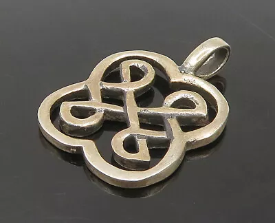 925 Sterling Silver - Vintage Shiny Open Celtic Knot Design Pendant - PT13850 • $33.73