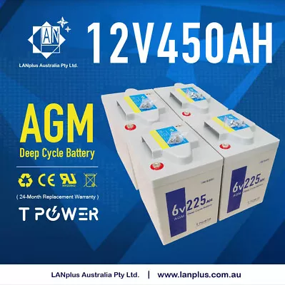 12V 450AH (4 X 6v 225ah) AGM DEEP CYCLE BATTERY CARAVAN SOLAR  12v 400AH • $995