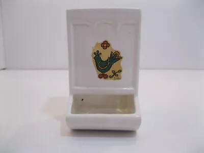 McCOY POTTERY BLUE BIRD MATCH SAFE HOLDER WALL MOUNT BLUE BIRD CORNING 1975 • $29.99