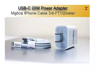 Mgbca 20W Fast USB‑C Power Adapter Wall Charger + Cable For IPhone XR/ XS/8/7/6 • $17.95