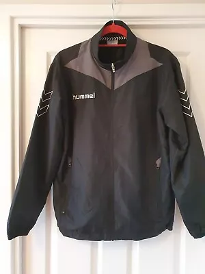 £12 • Buy Hummel Mens Track Jacket Top Size S Black Grey Training Full Zip