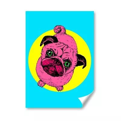 £4.99 • Buy A4 - Cute Ky Pug Dog Pop Art Neon Poster 21X29.7cm280gsm #8606