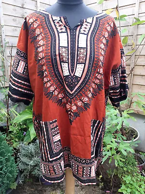 £5.99 • Buy Brown Terracotta African Dashiki Shirt | Unisex | Size XXL