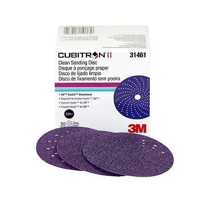 $32.99 • Buy 3M 31461 3  220 Grit Cubitron II Clean Sanding Hookit Abrasive Discs 50/Box