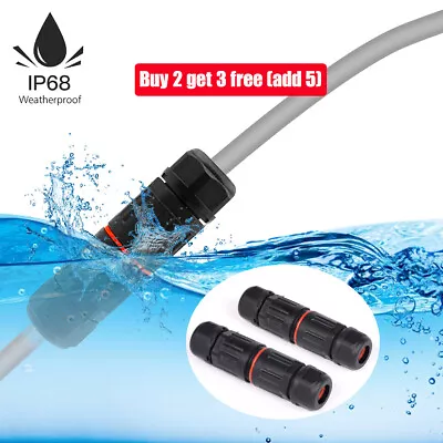 £2.86 • Buy 2 Pin Pole Core Joint Outdoor IP68 Waterproof Electrical Cable Wire Connector