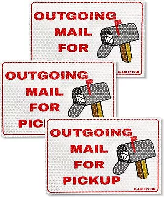 Anley Reflective Outgoing Mail For Pickup Magnet Sign 4x6 In (3 Pack) • $8.95