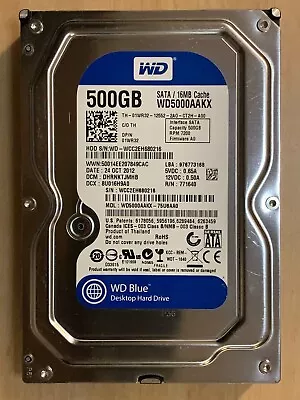 WD - Blue WD5000AAKX - 500GB - 7200 RPM - 3.0 Gbps SATA 2 - 3.5  HDD Hard Drive • $12.70