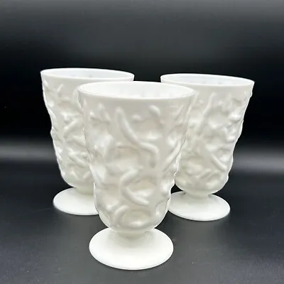 Bryce El Rancho Milk Glass Footed Tea Goblets Set Of 3 Vintage 1960’s • $24