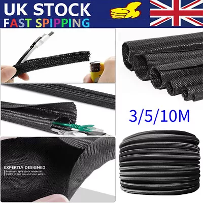 Expandable Braided Cable Sleeve Protector Power Cord Wire Cover Sheath Mesh Tube • £7.58