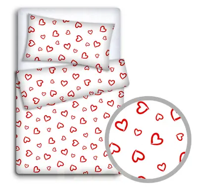 £11.89 • Buy BABY BEDDING SET 120x90 PILLOWCASE DUVET COVER 2PC FIT COT RED HEARTS ON WHITE
