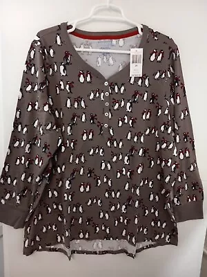 $22.99 • Buy Vera Bradley Penguin Theme Long Sleeve Pajama Sleep Shirt NWT $35 2XL (20) Gray