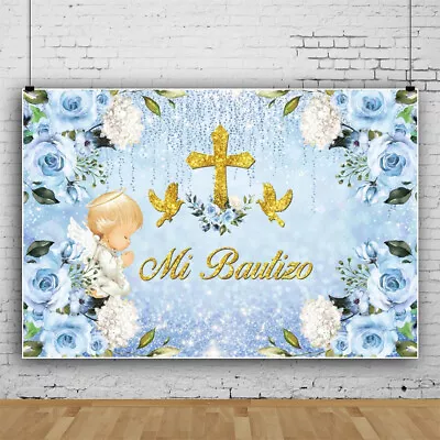 Blue Backdrop Mi Baptism Communion Christening God Bless Background Supplies • $41.79