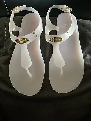 Michael Kors Ladies Pink/gold Thong Jelly Sandals Sz 10 • $49.99