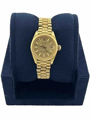 Ladies Rolex 18K Yellow Gold Datejust 26mm President Watch BARK Champagne 6927 • $5900