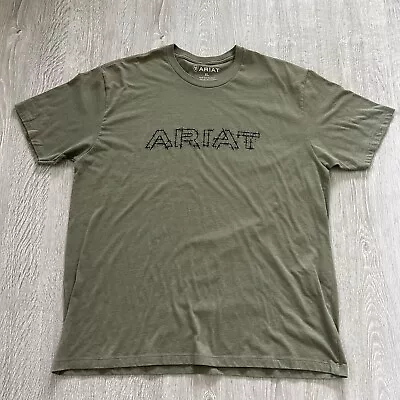 Ariat Barbed Wire T-Shirt Mens XL Heather Military Olive Green Logo Graphic Tee • $10.17