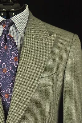 Suit Supply Grayish Beige Houndstooth Peak Lapel Patch Pocket Sport Coat 40/42 L • $64.95