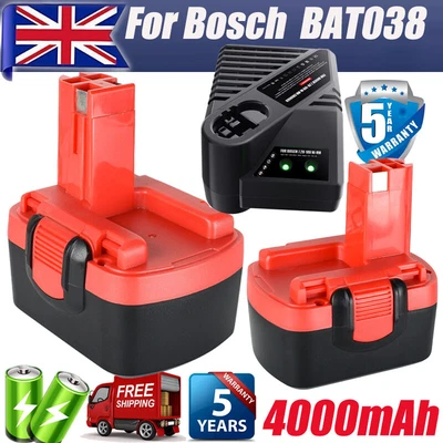 £12.59 • Buy 2X 4.0AH 14.4V Ni-MH Battery/Charger For Bosch 2607335533 BAT038 BAT040 PSR1440