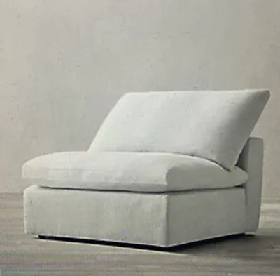 Restoration Hardware Cloud Classic Armless Slipcover Per. Text Linen Weave White • $425