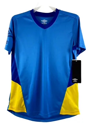 Boys Umbro / NWT Color Block S/S Crew Neck Athletic Soccer T-Shirt Top M 8 Blue • $15.37