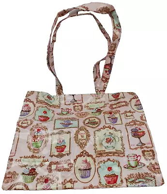 Harrods London Tea Rooms Cupcakes Top Handle Shopper Tote Bag Vinyl Plastic • $44.99