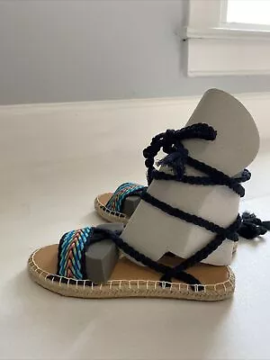 Hollister Women’s Sz 6 California Vegan Espadrille Gladiator Tie Sandals Shoes • £26.27