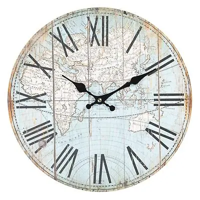 £14.34 • Buy 34cm World Map Shabby Chic Wall Clock Travellers Gift