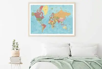 World Map Mercator Projection Print Premium Poster High Quality Choose Sizes • £62.18