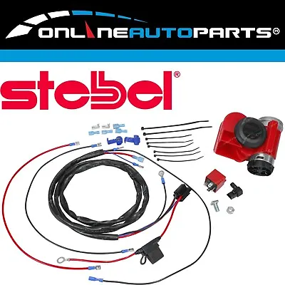 139dB Nautilus Compact 12volt Car Air Horn + Wiring Harness Stebel RED -Loud New • $44.92