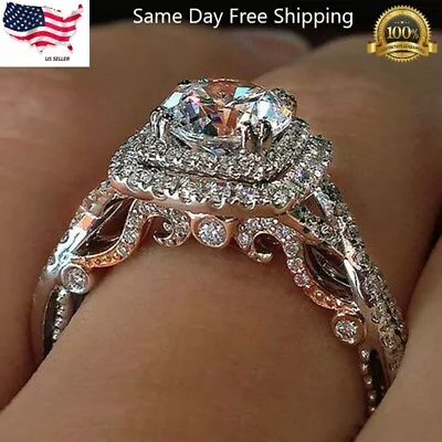 Gorgeous Silver Plated Rings Round Cut White Glass Women Size 6-10 Simulated • $4.99