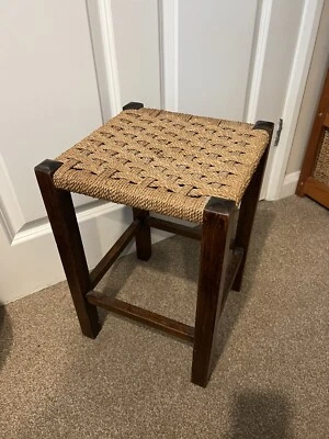 £20 • Buy VINTAGE / RETRO 60s 70s WOODEN WICKER WOVEN RATTAN STOOL