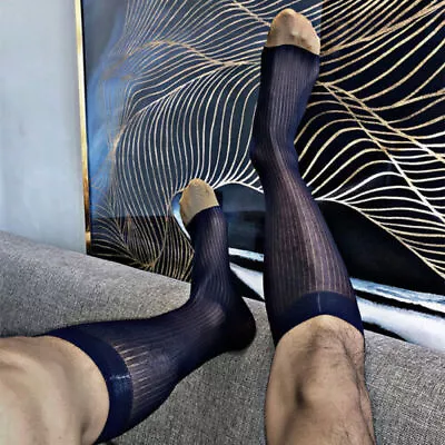 Men Business Dress Tube Socks Stocking Stockings See-through Breathable • $5.99