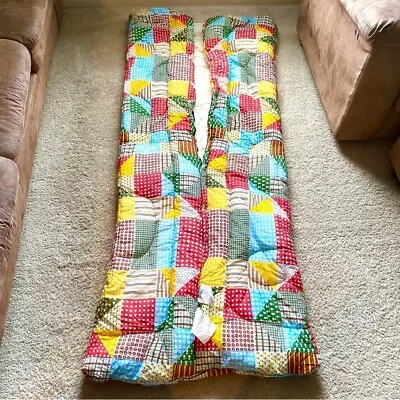 Vintage 1970s Groovy Patchwork Colorful Quilted Print Snug Sack Sleeping Bag • $48.30