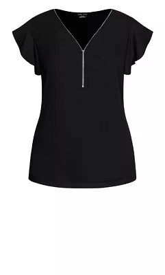 CITY CHIC XL Black Zip Fling Top**SALE** • $15.95