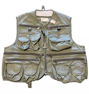 Cabelas Three Forks Fly Fishing Vest - Lodon Green - Large * MINTY • $34.95