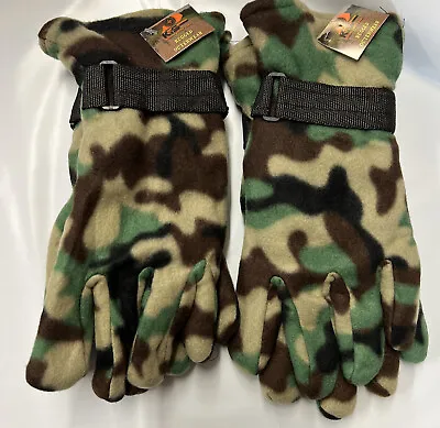 2 Pair Men's Camo Winter Fleece Gloves Camouflage   New With Tags • $12.99